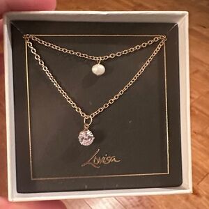 Lovisa Gold Necklace with Pearl and Crystal Pendant